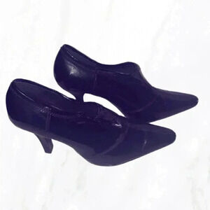 Tahari day 2 nite blck slip on trendy patent leather stretch upper pointed toe 8